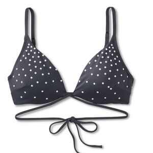 🟢Nwt Women's Embellished Strappy Triangle Bikini Top